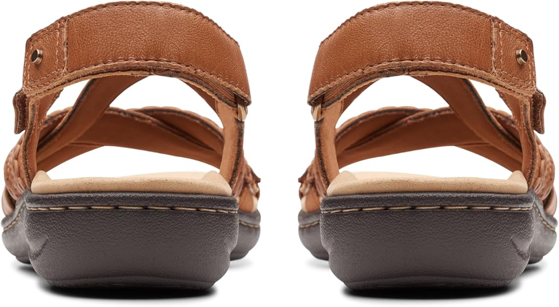 Clarks Women's Laurieann Rena Embellished Flat Sandal  Tan Leather Size 9.5