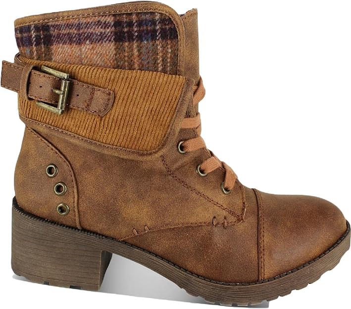 Rock and Candy by Zigi Women's Sonni Lace Up Combat Boots  Tan Size 9