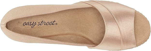 Easy Street Women's Jasper Wedge Sandal  Natural Thai Silk Size 7W