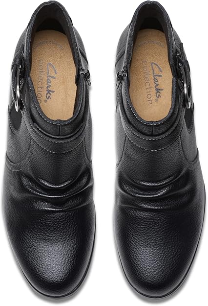 Clarks Women's Emily2 Opal Boots  Black Leather Size 9W
