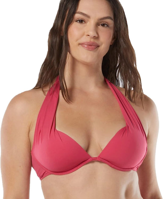 Coco Reef Cameo Halter Bra Underwire Push Up Bikini Top  Color Dragon Fruit Size 16/40C