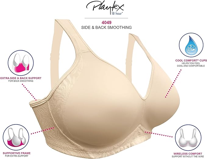 Playtex 18 Hour Seamless Smoothing T-Shirt Bra  Nude Size 38DDD