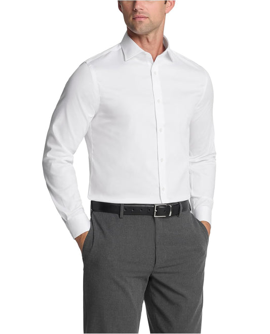 Michael Kors Men's Comfort Stretch Slim Fit Dress Shirt  White 17 32/33
