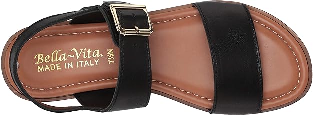 Bella Vita Women's Wedge Sandal  Color Black Leather Size 7.5M