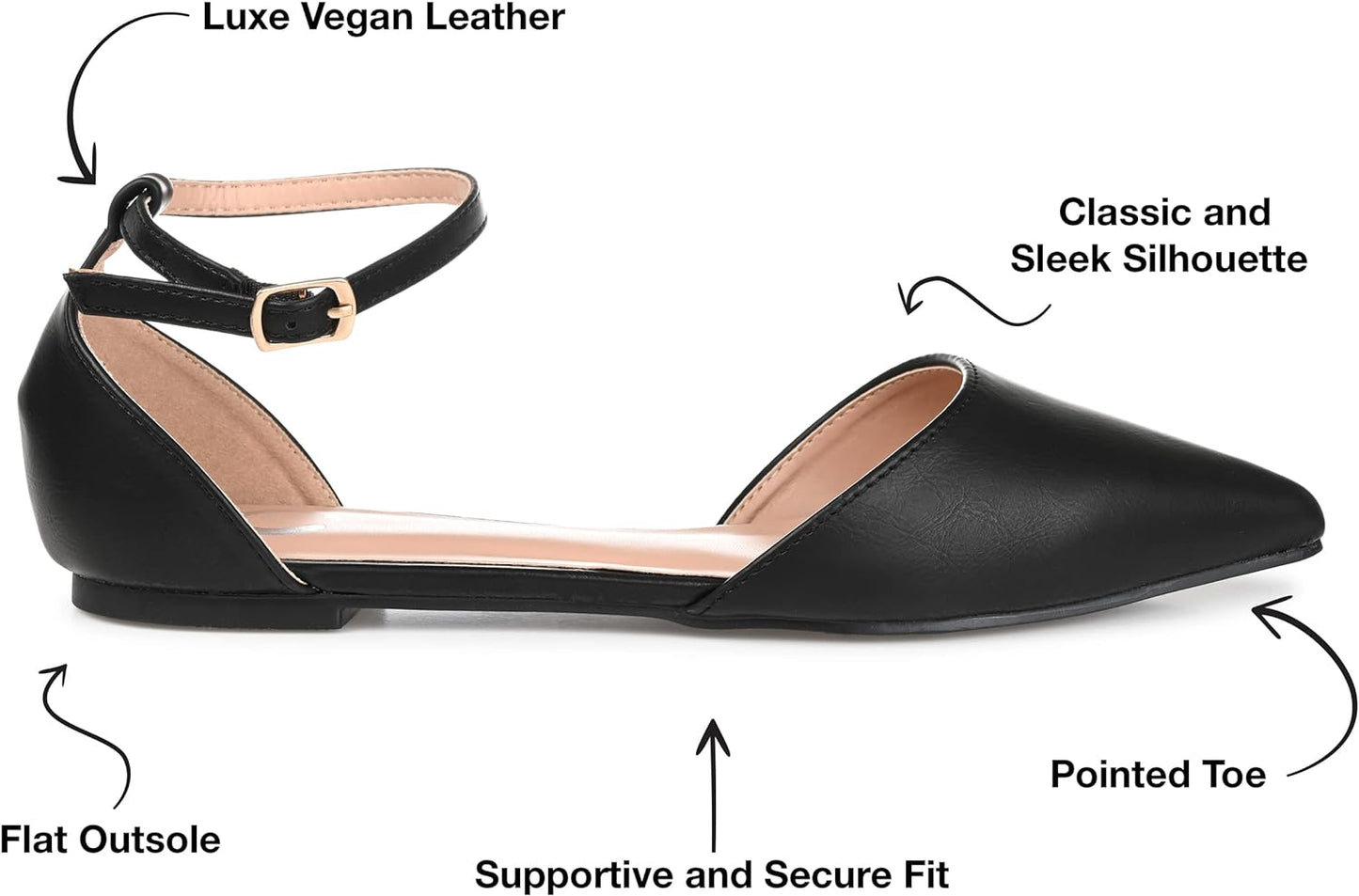 Journee Collection Women's Reba Pointed Toe Ballet Flats  Color Black Size 11M