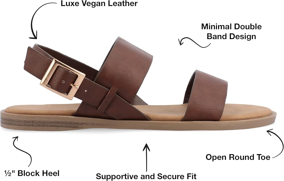 Journee Collection Women's Lavine Lavine Multi Strap Flat Sandals  Brown Size 7.5