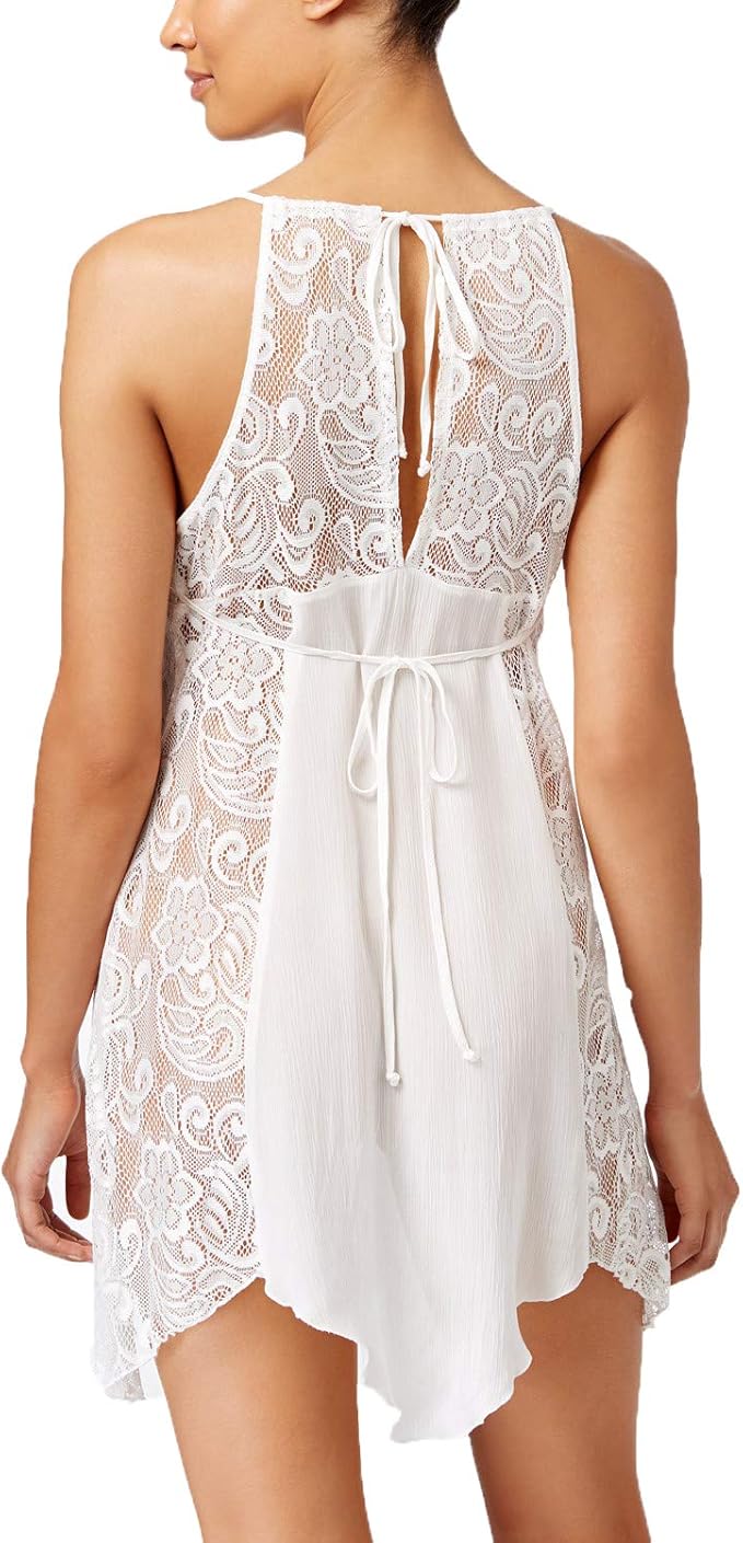 Linea Donatella Flower Child Sheer Lace Chemise Nightgown  White Size XL