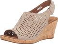 Rockport Women's Briah Perf Sling Wedge Sandal  Color Taupe Leather Size 8.5M