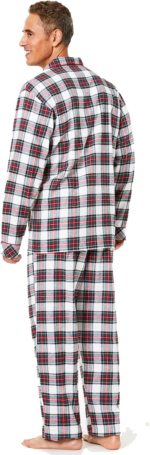 Family Pajamas Men's Cotton Knit Plaid Pajama Set  Color Stewart Plaid Size S