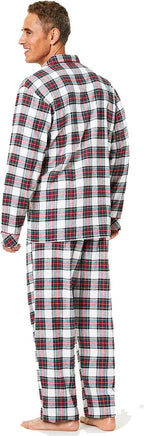 Family Pajamas Men's Cotton Knit Plaid Pajama Set  Color Stewart Plaid Size L