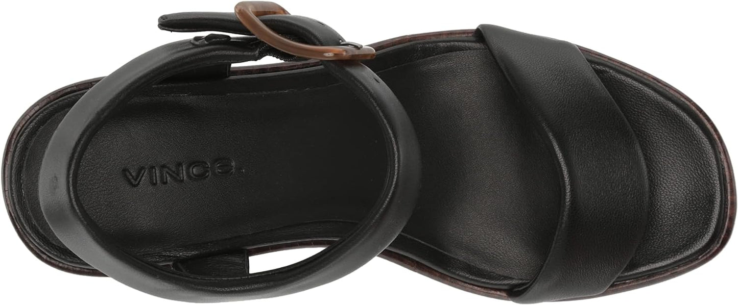 Vince Women's Noelle Mid Heeled Sandals  Color Black Leather Size 6M