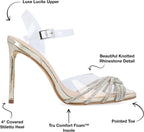 Journee Collection Women's Eleora Stiletto Heels Pointed Toe Sandals  Color Clear Size 7.5M