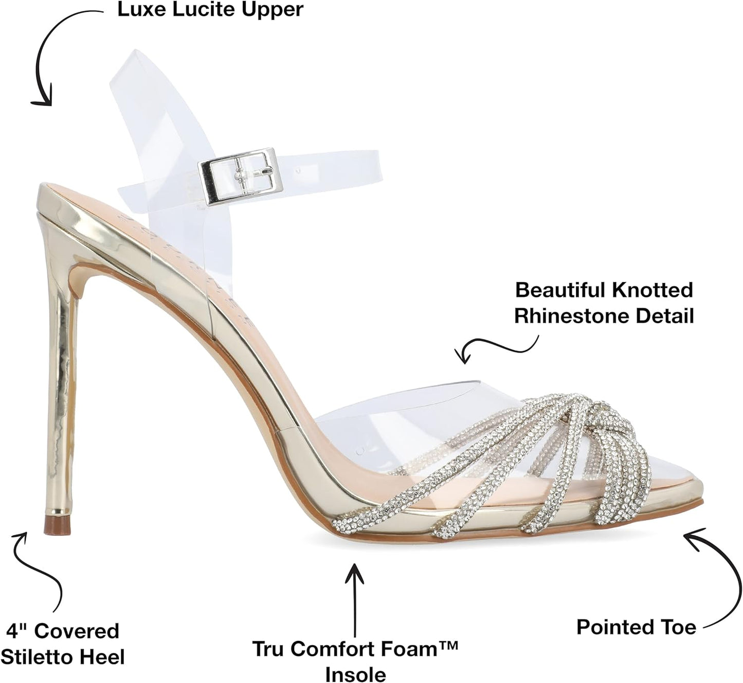 Journee Collection Women's Eleora Stiletto Heels Pointed Toe Sandals  Color Clear Size 7.5M