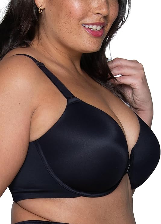 Vanity Fair Full Figure Front Closure Beauty Smoothing Bra  Midnight Black Size 42C