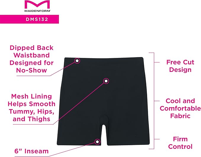 Maidenform Women's Firm Control Shaping Shorts  Black Size 2XL