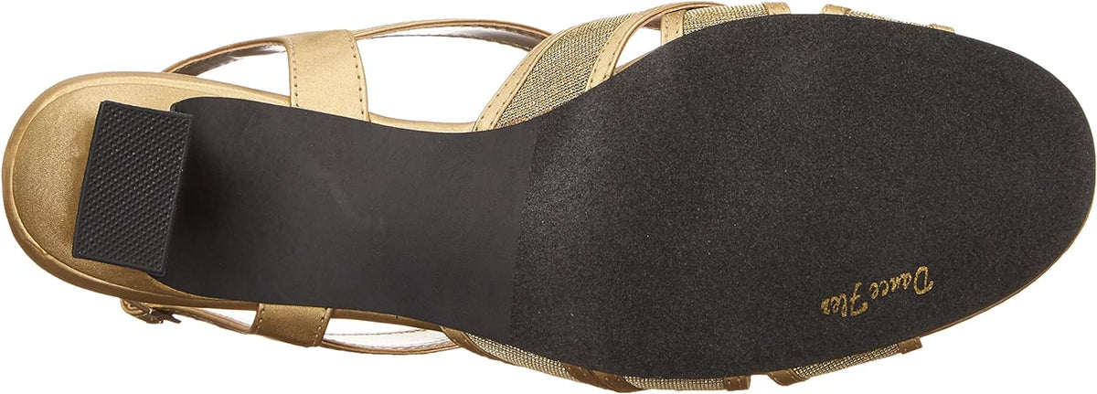 Easy Street Women's Tristen Dressy Mesh Inset Dress Sandals  Color Gold Satin Size 8W