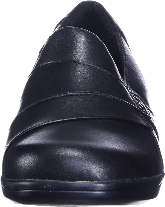 Clarks Women's May Marigold Slip-On Loafer Black Leather Size 5.5