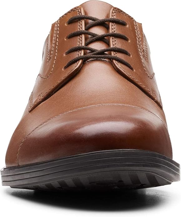 Clarks Men's Whiddon Cap-Toe Oxfords  Dark Tan Leather Size 10.5