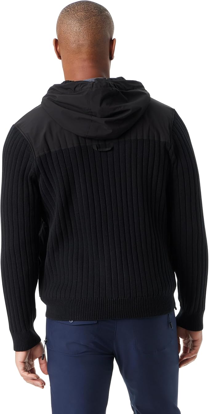 BASS OUTDOOR Men's Mixed Media Zip-Front Hoodie  Black Beau Size M