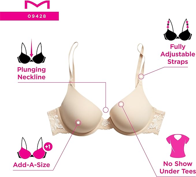 Maidenform Natural Boost Demi Bra  Latte Lift Nude Size 38C
