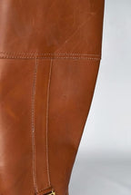 Lauren Ralph Lauren  Women's Berdie Leather Wide Calf Riding Boots  Tan Leather Size 7B/M