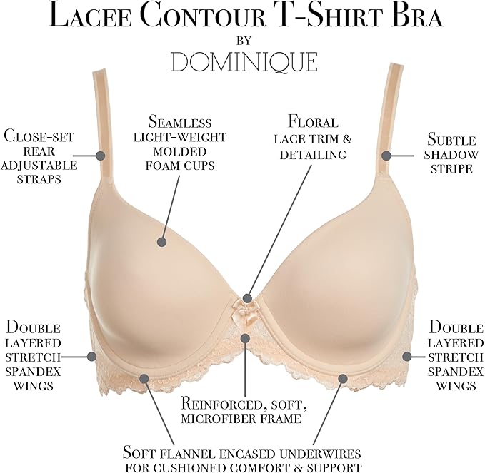Dominique Lacee Everyday Contour T-Shirt Bra  Nude Size 38C