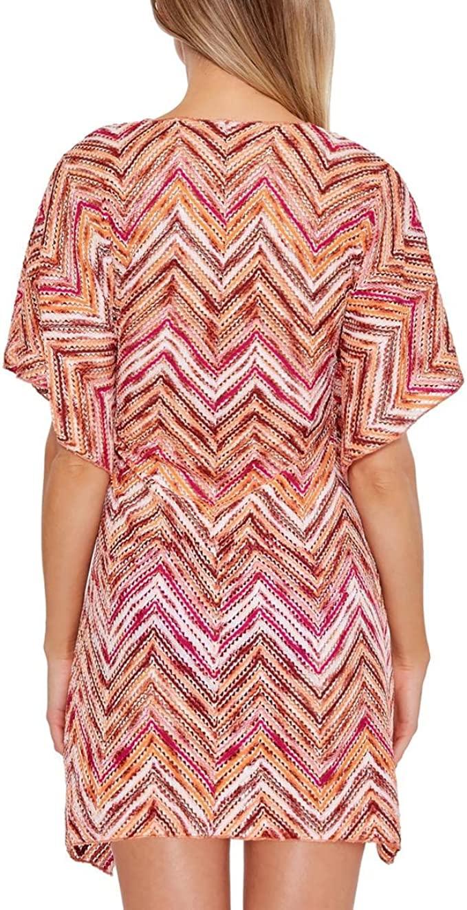 Becca Sea Level Crochet Tunic Cover-Up Color Pomergranate Multi Size S/XS