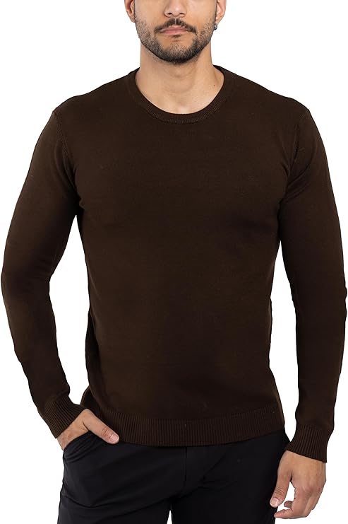 X-Ray Men's Slim-Fit Crew-Neck Sweater Pullover Sweater  Dark Brown Size L