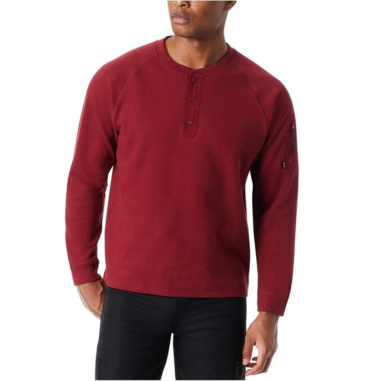 BASS OUTDOOR Men's Relaxed-Fit Thermal Long Sleeve Henley Shirt Cabernet Size 2XL