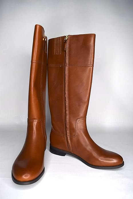 Lauren Ralph Lauren  Women's Berdie Leather Wide Calf Riding Boots  Tan Leather Size 7B/M