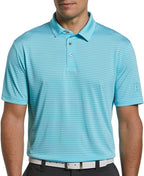 PGA TOUR Men's Feeder Stripe Performance Polo Shirt  Color Tanger Turquoise Size L