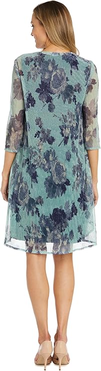 RM Richards Women's 2-Pc. Shimmer Two-Piece Dress  Color Navy/Teal Size 8