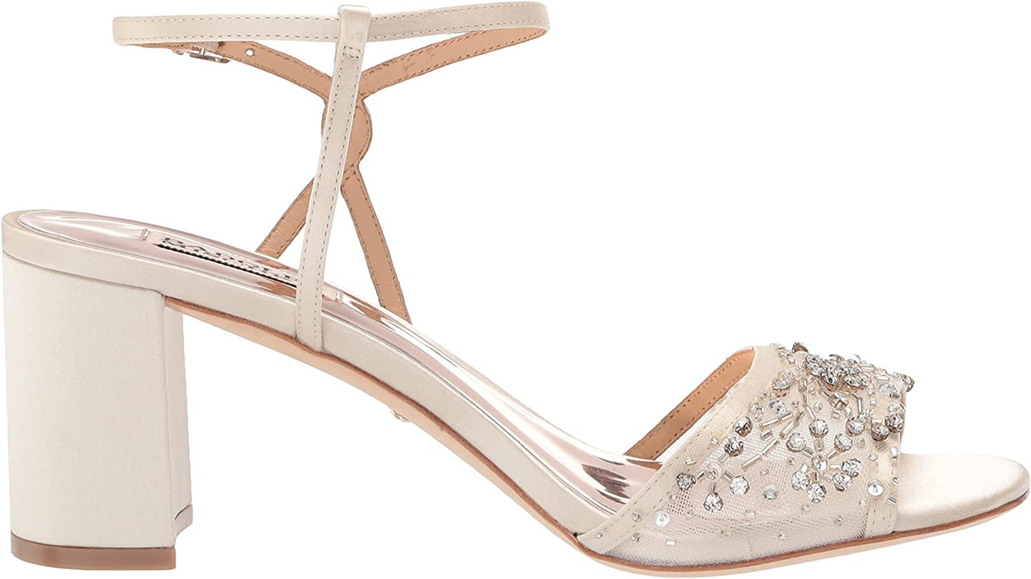 Badgley Mischka Women's Blaine Heeled Sandal  Ivory Satin Size 11