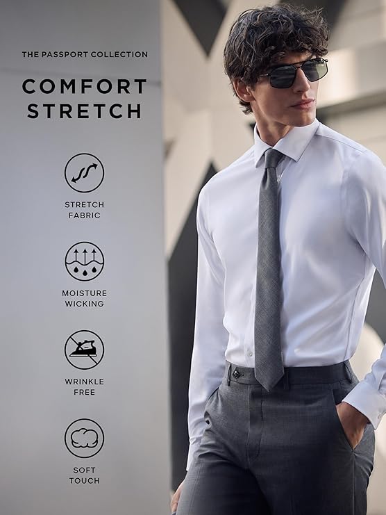 Michael Kors Men's Comfort Stretch Slim Fit Dress Shirt  White 17 32/33
