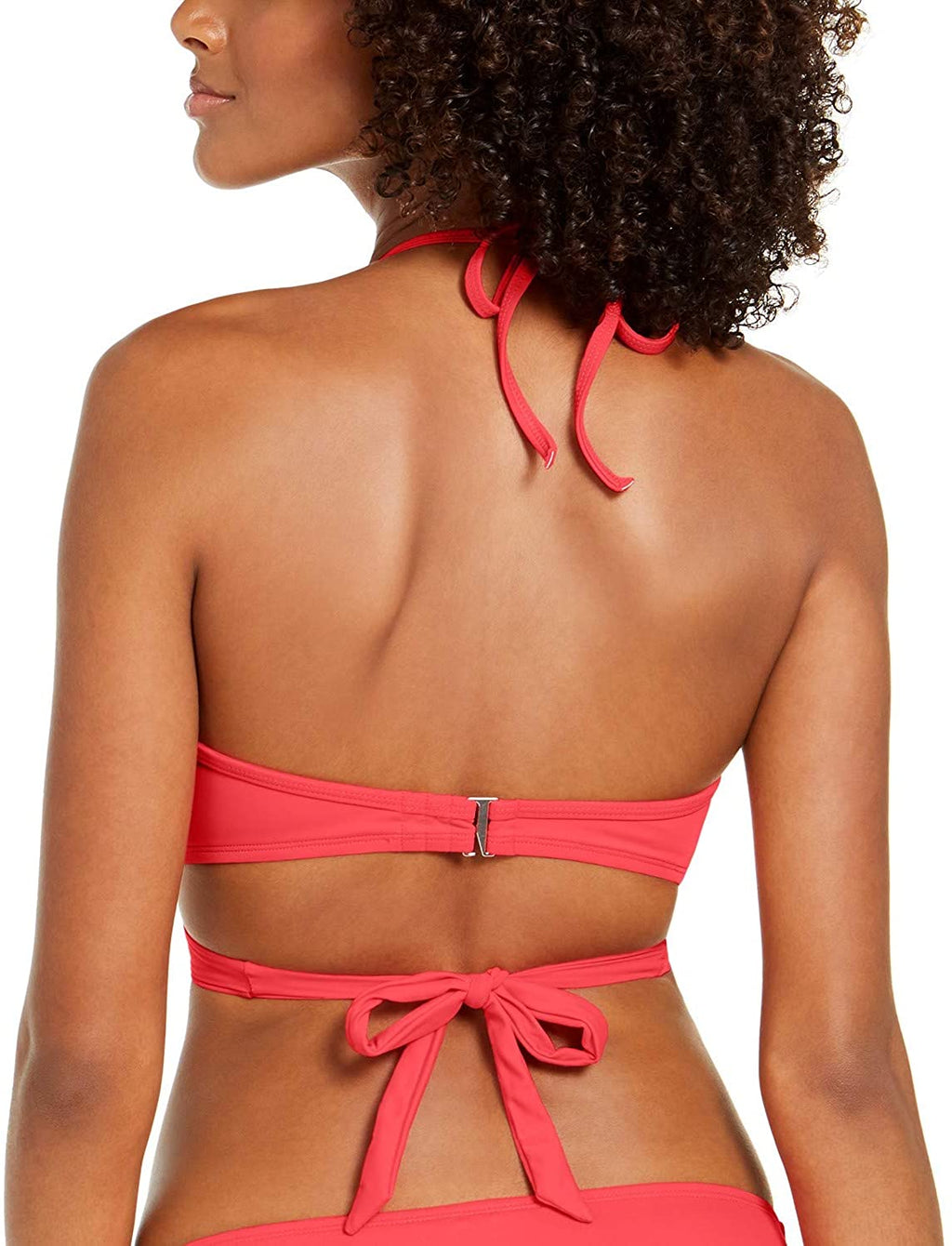 SUNDAZED Solid Simone Bra Sized Halter Bikini Top  Sunkissed Coral Size 34DD