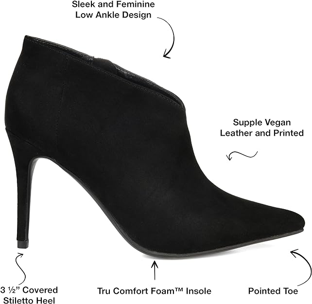 Journee Collection Women's Demmi Zip Pointed Toe Booties  Color Black Size 7.5M