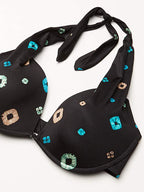 Coco Reef Contours Cameo Printed Underwire Bikini Top  Color Black Composition Size 14/38C