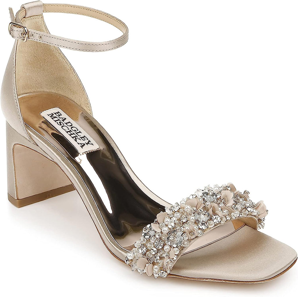 Badgley Mischka Women's Teela Heeled Sandals  Pearl Nude Size 11