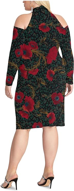 Rachel Roy Plus Size Printed Halter Simone Dress  Color Forrest Green Combo Size 2X