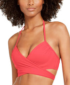 SUNDAZED Solid Simone Bra Sized Halter Bikini Top  Sunkissed Coral Size 34DD