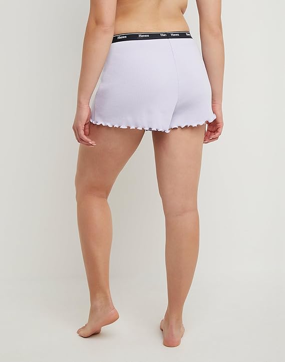 Hanes Women's Originals Cozywear Rib Lounge Shorts  Black Size L