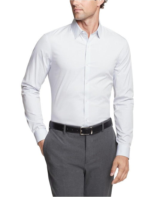 Calvin Klein Men's Extra Slim-Fit Stretch Dress Shirt  Blue Multi 15/15.5 34/35