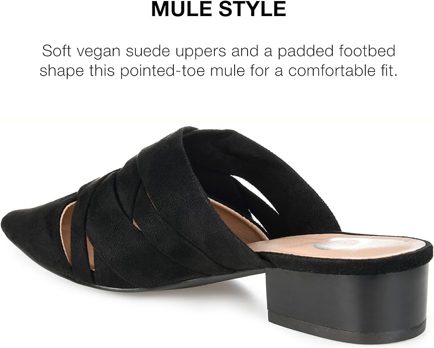 Journee Collection Women's Kalida Block Heel Pointed Toe Mules  Color Black Size 6.5M