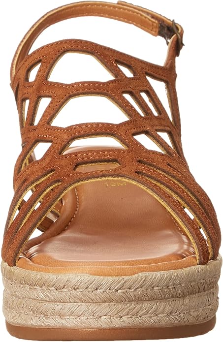 Bella Vita Women's Zip-Italy Platform Flat Sandal  Whiskey Leather  Size 10W