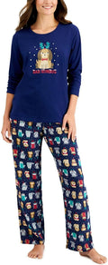 Family Pajamas Women's Bah Humbug Matching PJ Set  Color Blue Size 2XL