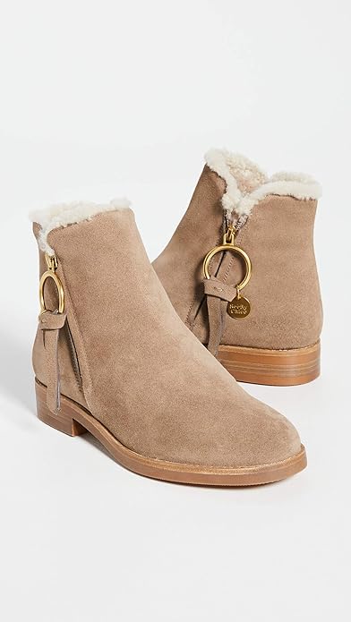 See by Chloe Women's Louise Shearling Ankle Boots  Color Crosta Taupe Size EU 38/US 7.5