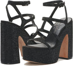 Jessica Simpson Women's Meitini Rhinestone Block Heeled Sandals  Color Black Size 9M
