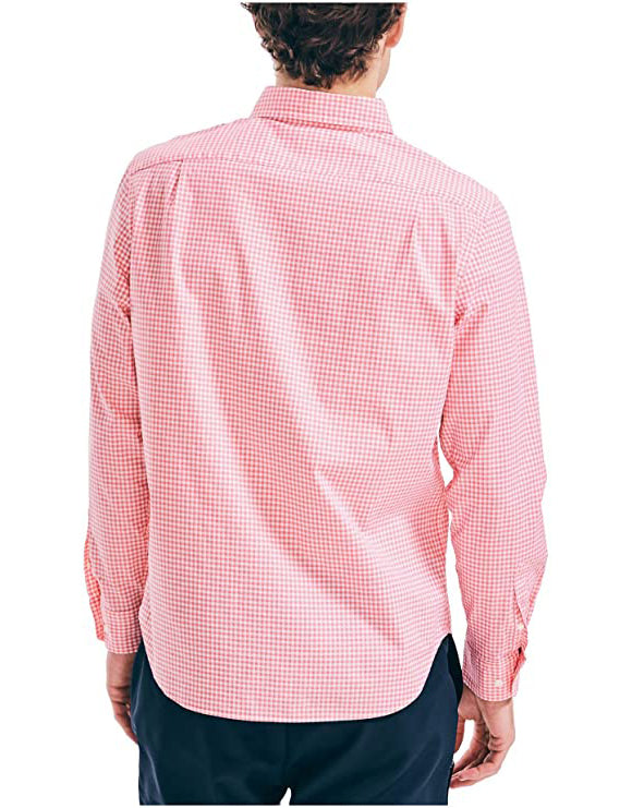 Nautica Men's Classic Fit Gingham Shirt  Color Tea Berry Size XL