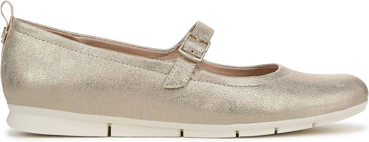 Dr. Scholl's Women's Timeless Mary Jane Flat  Gold Smooth Size 7