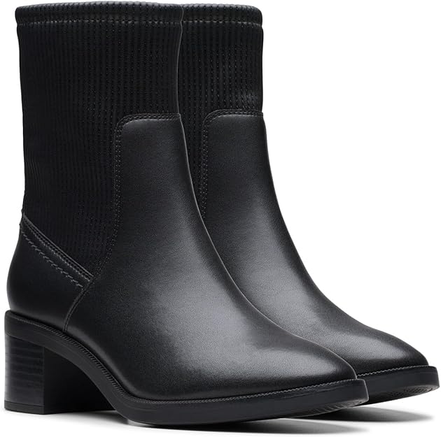 Clarks Women's Lileigh Holly Ankle Boots  Black Leather Size 7